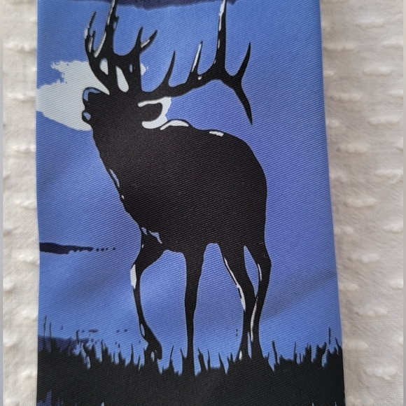 Tie Men's Deer Buck Night Scene Handmade Neck Tie - Picture 14 of 15